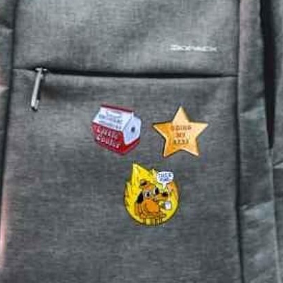 “This Is Fine” Enamel Pin Fire Dog Meme Design Funny Cute - Picture 2 of 2